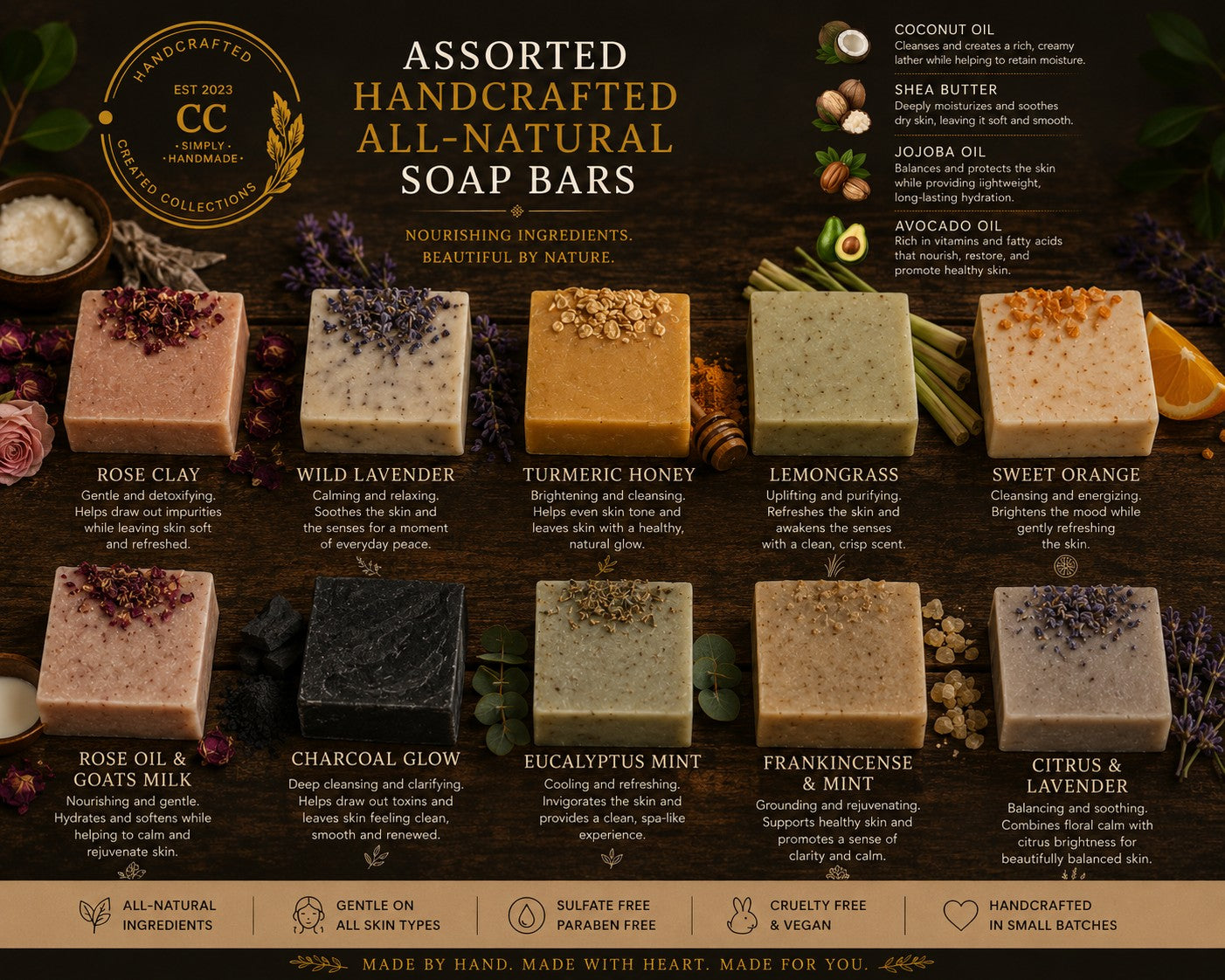Assorted All-Natural Soap Bar Collection, 10 x 4 oz