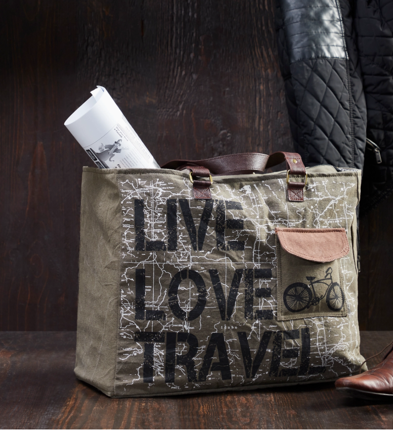 Live Love Travel Up-Cycled Travel Weekender Tote