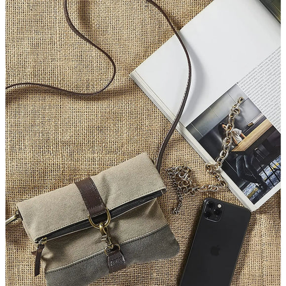 Finley Up-Cycled Canvas Fold-Over Crossbody