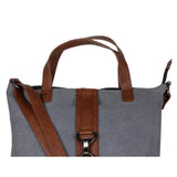 Gray and Leather Up-Cycled Canvas Convertible Tote