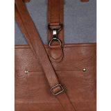 Gray and Leather Up-Cycled Canvas Convertible Tote
