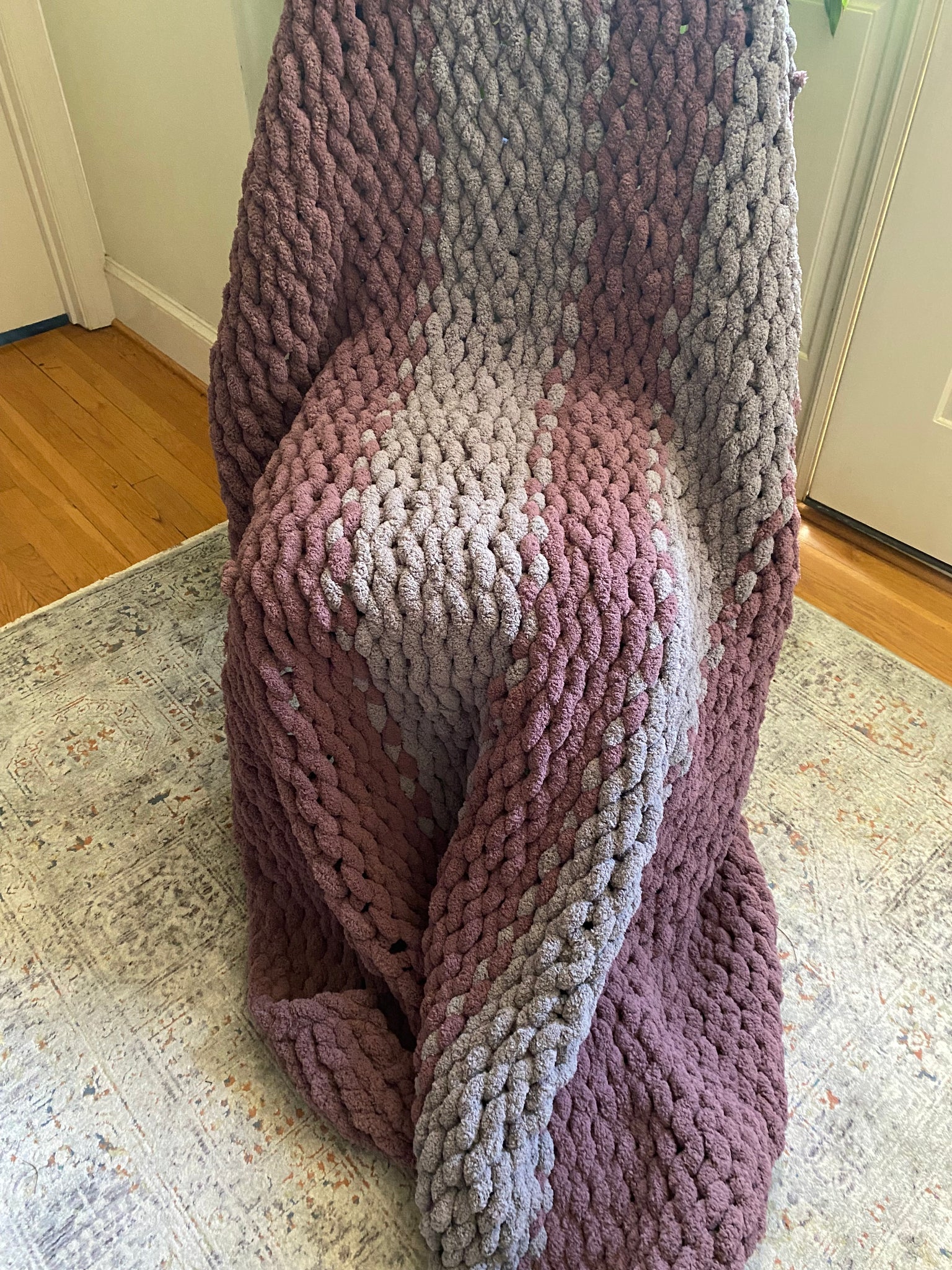 Purple and grey throw cheap