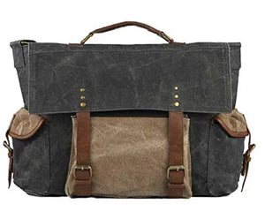 Charcoal Sebastian Up-Cycled Canvas Messenger Bag