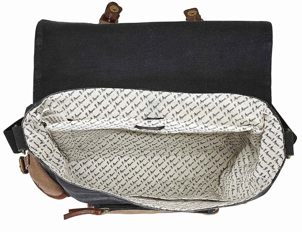 Charcoal Sebastian Up-Cycled Canvas Messenger Bag