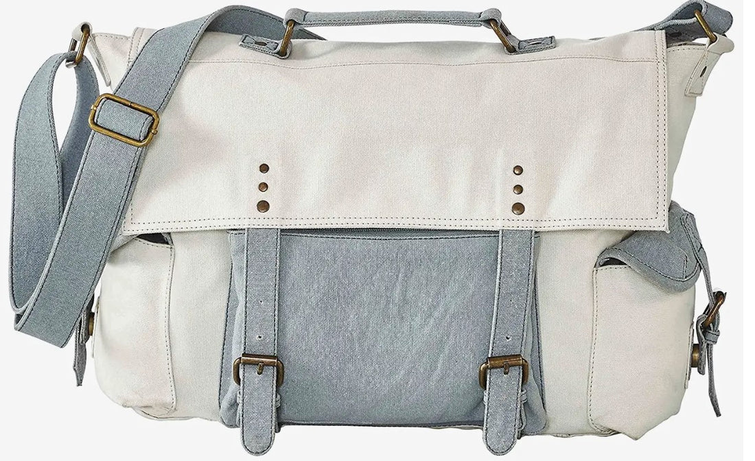 Green &amp; Tan Canvas Messenger Bag