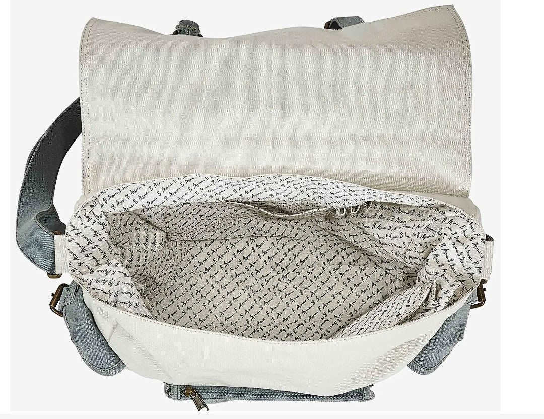 Green &amp; Tan Canvas Messenger Bag