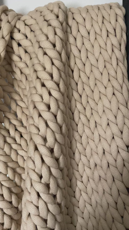 Soft Taupe Hand Knit Throw
