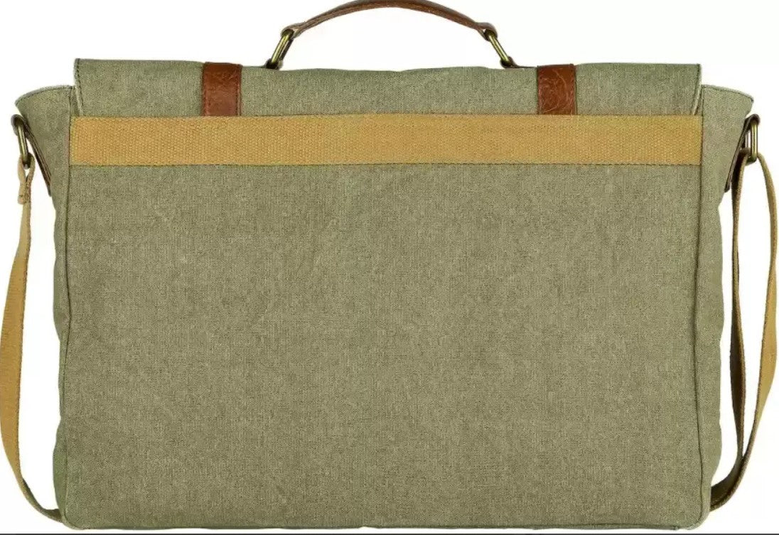 Kaki Wanderer Up-Cycled Canvas Messenger Bag