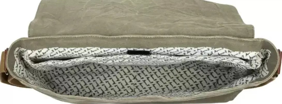 Kaki Wanderer Up-Cycled Canvas Messenger Bag