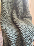 Sage Green Hand Knit Throw Blanket