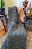 Taupe and Sage Hand Knit Throw Blanket