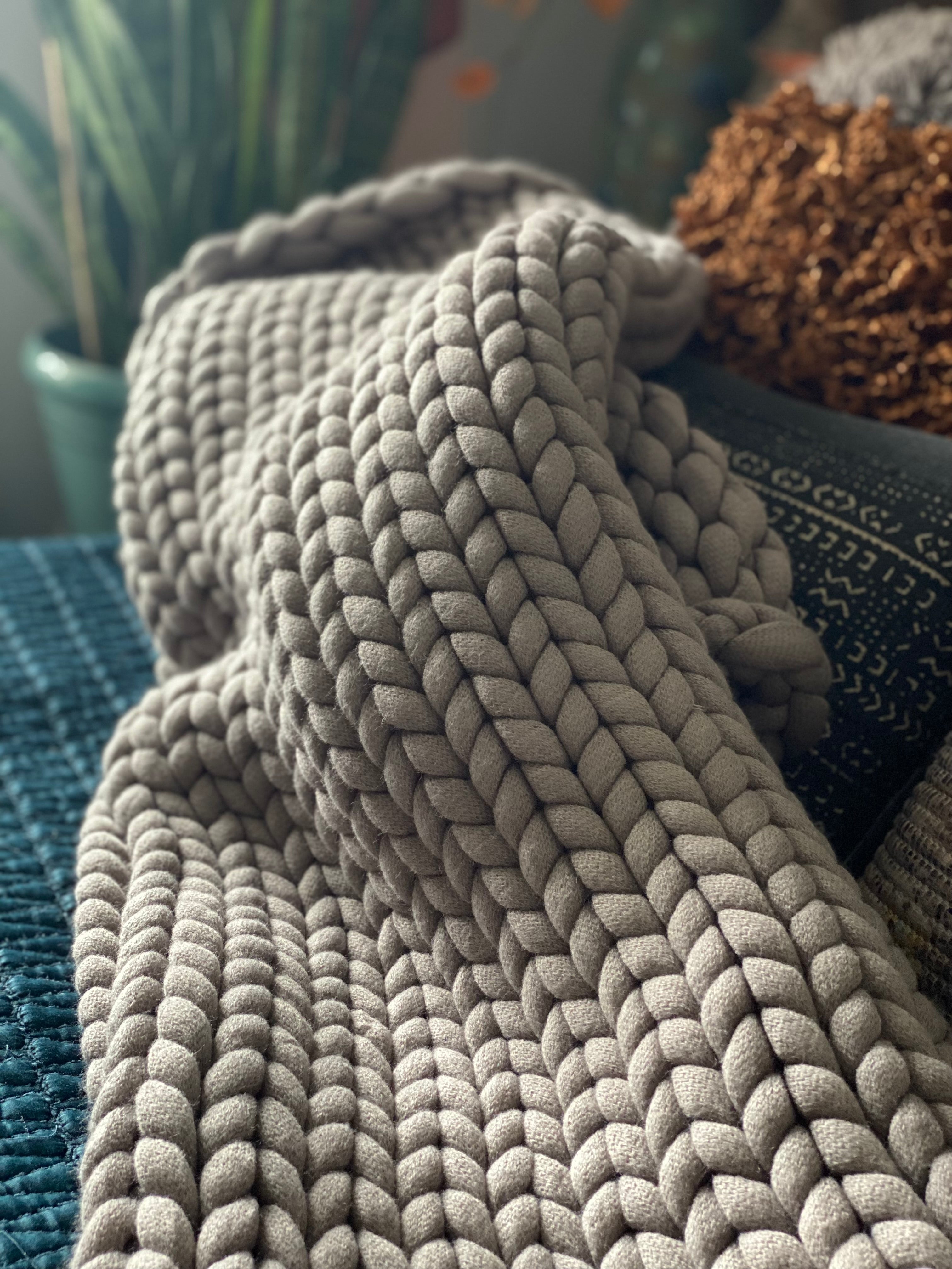 Gray Hand Knit Throw