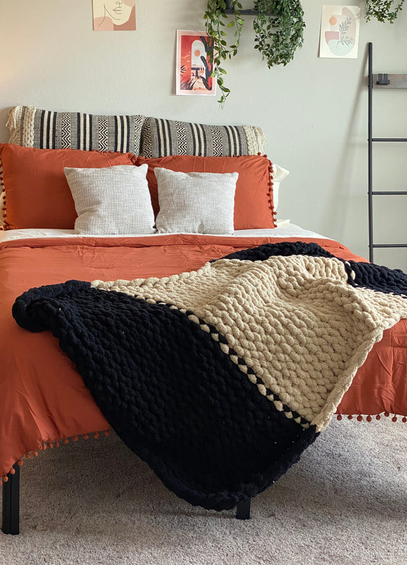 Boho Chunky Hand Knit Throw