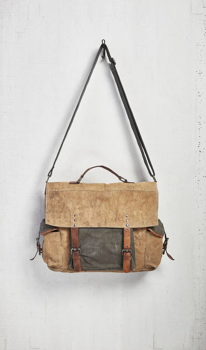 Sebastian Up-Cycled Canvas Messenger Bag