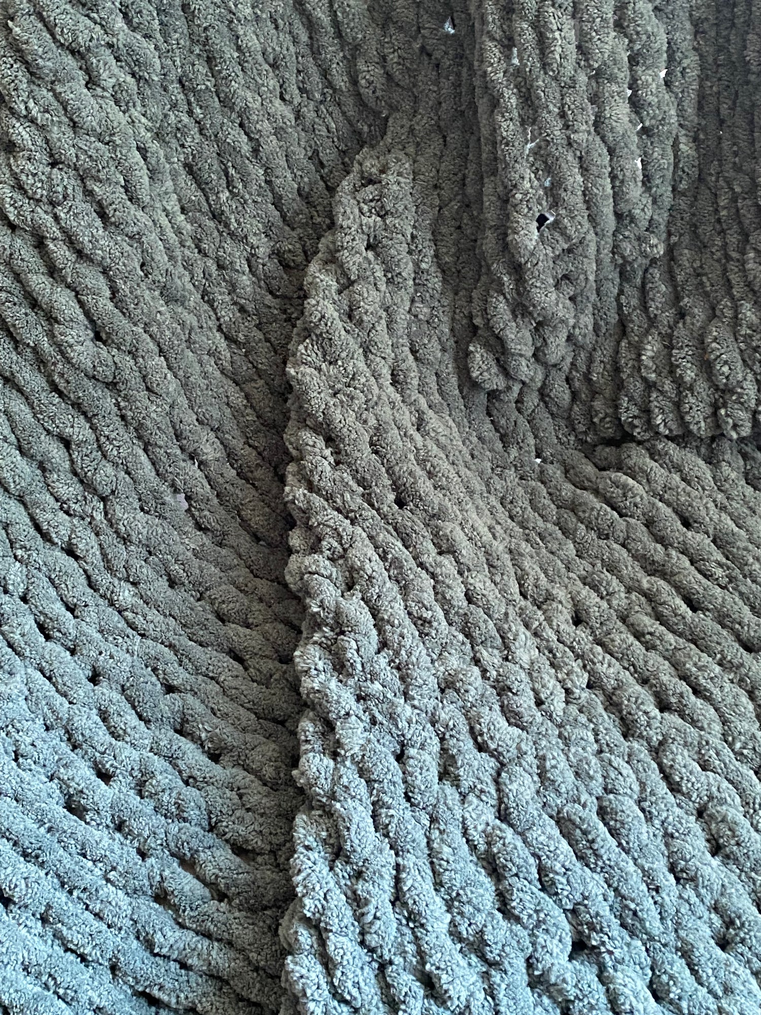 Sage Green Hand Knit Throw Blanket