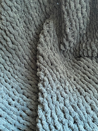 Sage Green Hand Knit Throw Blanket