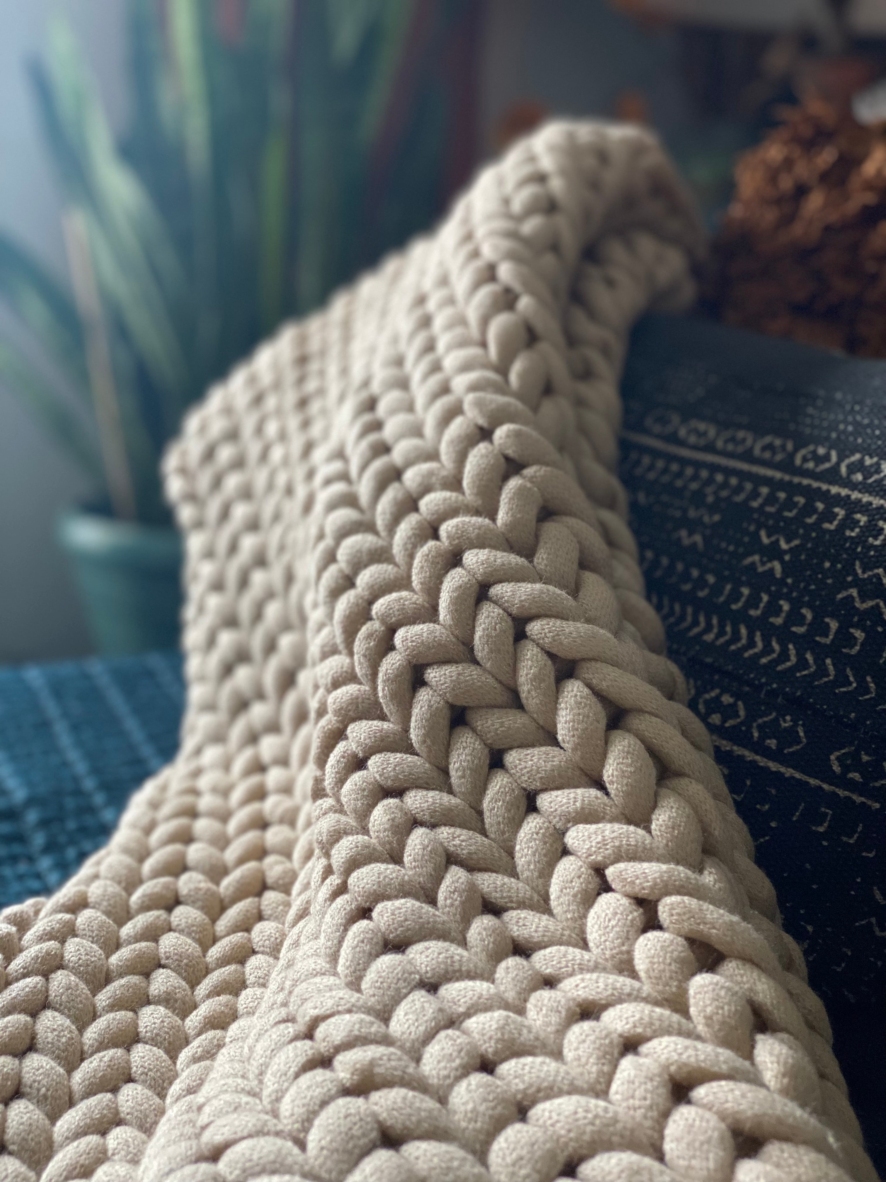 Soft Taupe Hand Knit Throw