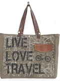 Live Love Travel Up-Cycled Travel Weekender Tote